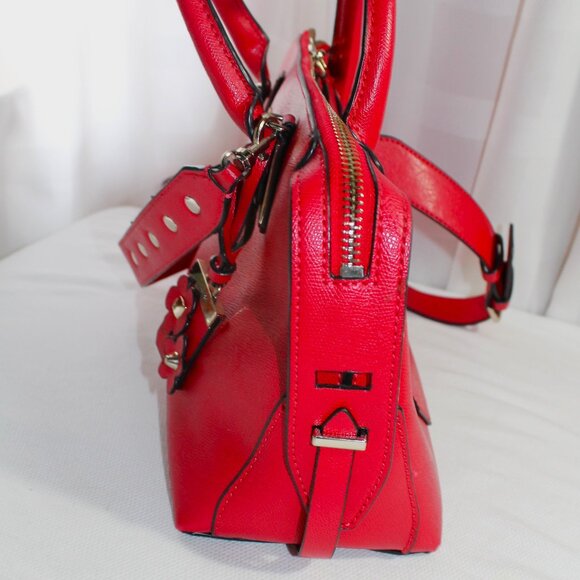 Guess "Liya" Red Faux Saffiano Satchel, Shoulder Bag, Crossbody - Picture 14 of 16